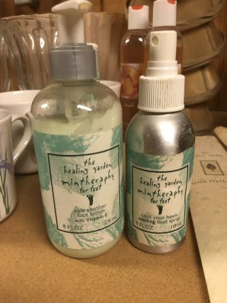 Rare.  Healing Garden Mintheraphy For Feet Sole Soother Foot Lotion Plus Spray