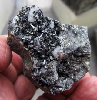 Hutchinsonite Rare Metallic Crystals,  Pyrites And Quartzs On Matrix From Peru.