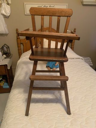 Antique Vintage Doll Wooden High Chair - 26”x12”
