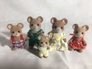 Calico Critters/sylvanian Families Vintage Norwood Mouse Family Of 5