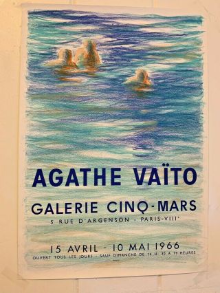 Agathe Vaito Rare Vintage Poster Cinq - Mars Gallery Paris Exhibition 1966