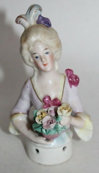 Antique Half Doll Germany? Woman & Flower Basket