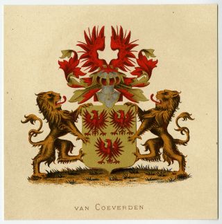Antique Print - Heraldry - Coat Of Arms - Van Coeverden - Wenning - Rietstap - 1883