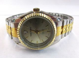 Vintage Times Square Diamond 5108 Two Toned Stretch Band Ladies Wrist Watch Ob