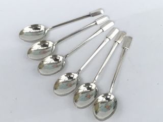 A Set Of 6 Vintage Solid Silver Tea Or Coffee Spoons,  Unusual Finials - 1932
