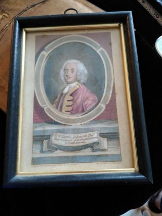 Antique Engraving Of Sir William Johnson Bar English Forces North America Framed