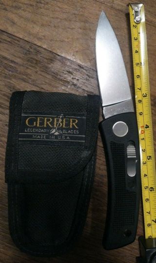 Rare Vintage Gerber Usa Bolt Action Folding Knife W/ Oem Sheath 4451982 Steel