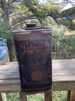 Rare Early 1900 ' s Polarine Standard oil Co 1/2 Gal Metal Can Gas Station Sign 2