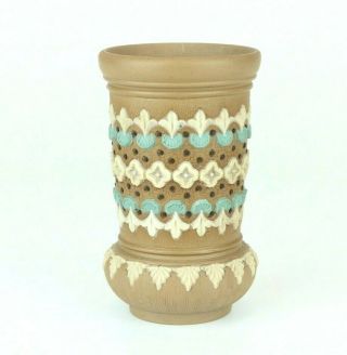 Doulton Lambeth Silicon Ware,  Small Antique Pottery Vase Victorian,  19th Century