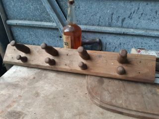 Vintage Wooden Antique Coat And Hat Rack Pegged