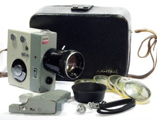Lantan Lomo Russian Movie 2x8 Camera Ussr 1972 Rare W/ Case Grip Lens Granit - 3