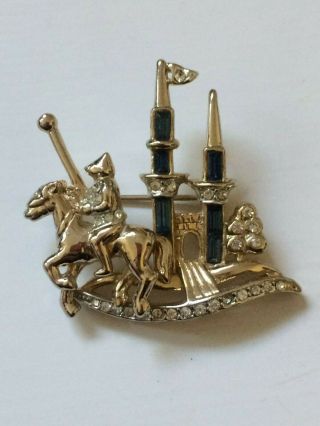 Rare Vintage Coro Craft Signed Gemstone Brooch Pin