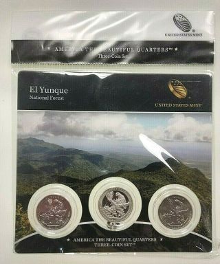 Atb 2012 El Yunque Puerto Rico Pr Three 3 Coin Set P D S Set Rare