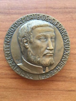 Antique And Rare Bronze Medal Of San Francisco Xavier,  1952