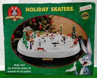 Vintage Mr.  Christmas Looney Tunes Holiday Skaters 1997 Complete & Work 