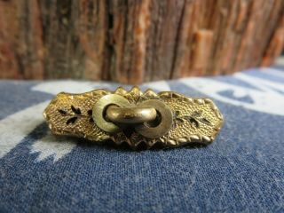 Antique Victorian Gold Filled Taille D’epargne Black Enamel Bar Pin Brooch Rp7