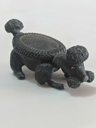Rare Antique Florenza Black Poodle Dog Trinket Box