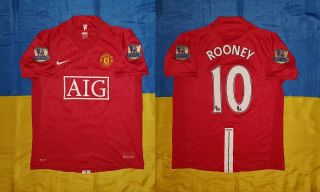 ● Rare Rooney Manchester United 2007/2008 Home Red Shirt Nike Size Men Adult M ●