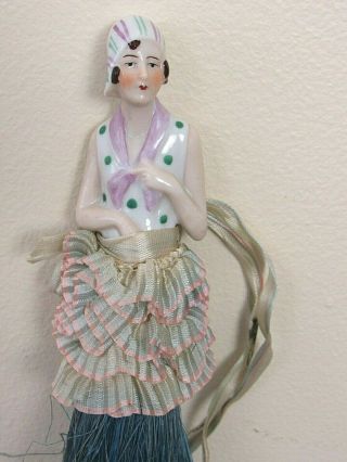 Antique German Half Doll Porcelain Vanity Brush Accessory Whisk Broom Polka Dot