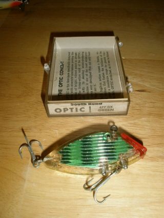 Vintage South Bend The Optic Concept 677 Gx Green Fishing Lure With Papers