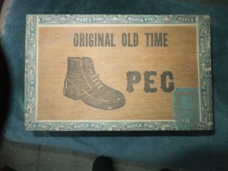 Antique Old Time Shoe Peg Wooden Cigar Box