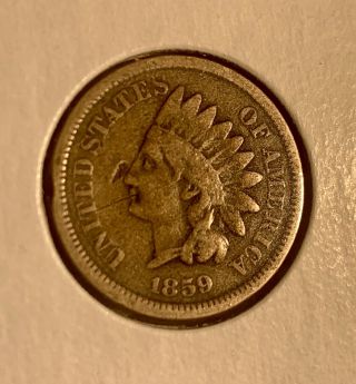 1859 Indian Head Cent Penny Rare Key Date Us Coin First Year Of Issue G/vg