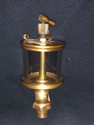 Vintage Lunkenheimer Brass And Glass 5 Inch Antique Engine Oiler.  Steampunk Art