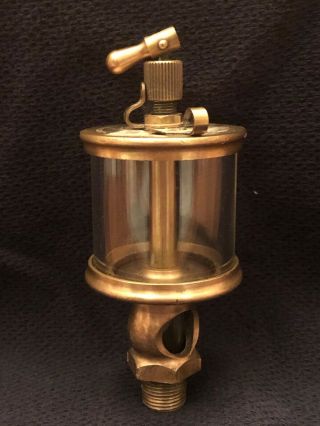 Vintage Lunkenheimer Brass and Glass 5 inch Antique Engine Oiler.  Steampunk Art 2