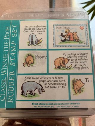 Disney Classic Winnie The Pooh Rubber Stamp Set Rare Set Of 6 Adorable