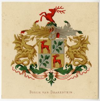 Antique Print - Heraldry - Coat Of Arms - Bosch Van Drakestein - Wenning - Rietstap - 1883