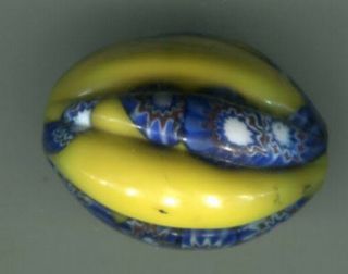 African Trade Beads Vintage Venetian Glass Rare Oval Melon Chevron Millefiori