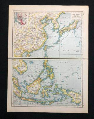 Vintage Map 1920 - Far East (industrial),  China Hong - Kong,  Harmsworth 