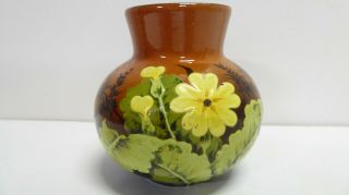 Antique Doulton Lambeth Pottery Hand Painted Floral Plants Vase