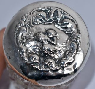 1901 Levi & Salaman Sterling Silver & Cut Glass Lidded Vanity Jar - Angel Lid 3
