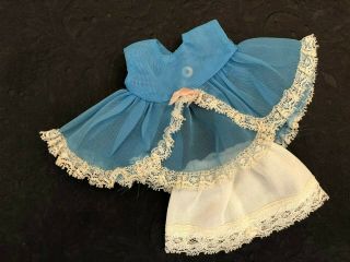 Vintage Vogue Ginny Doll Clothes,  Blue Nylon Dress With Lace Trim White Panties