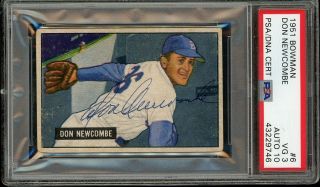 1951 Bowman 6 Don Newcombe Dodgers Rare Psa/dna Auto 10 Signed Autographed