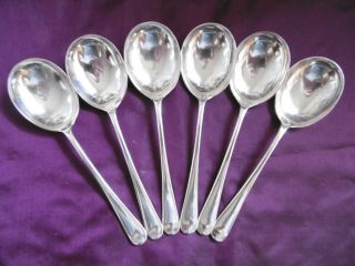 Lovely Set Of 6 Elkington Silver Plated Epns Rat Tail Pattern Soup Spoons