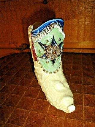 Antique Germany Lustreware Porcelain Ornate Victorian Ladies Shoe Boot