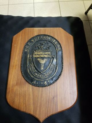 Rare 1980s Us Navy Uss Yellowstone Ad - 41 Ships Cast Resin Plaque 13 X 9 Inches
