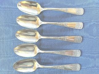 5 Antique Intl.  1847 Rogers Bros.  Silverplate Spoons Ruby Circa 1892