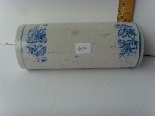 Antique Blue Decorated Pottery Rolling Pin 8” 1850 - 1800 47/20