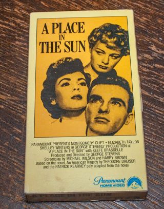 A Place In The Sun Vhs Elizabeth Taylor Paramount Video Gatefold Slip Drama Rare