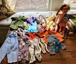 Vintage 1970 Ideal Crissy Doll With Clothing,  Shoes,  Hairdryer,  Hangers