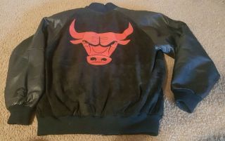 Vintage Jordan Era Rare Chicago Bulls Leather Starter Jacket All Red Logo Look