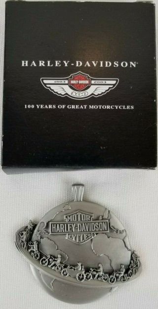Harley - Davidson 2003 Limited Edition 100th Anniversary Pewter Ornament Usa Rare