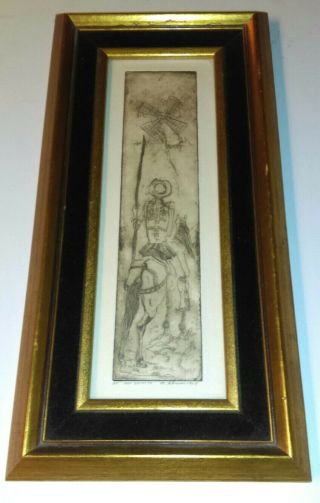 Mary Lehman Vintage Etching Signed Listed California Artist Proof Quixote A/p