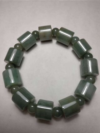 100 Natural Burmese Jadeite Jade Beaded Bracelet A 2879 Circular Column