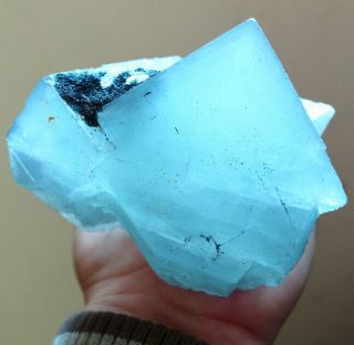 Rare Huge Turquoise Color Zoned Fluorite Crystal From Yaogangxian Mine,  China