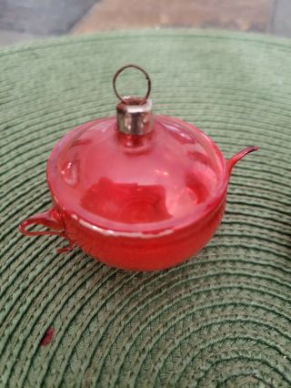 Set of Two Antique Vintage Glass Teapot Christmas Ornaments 3
