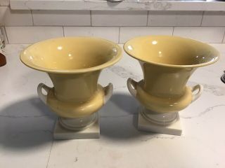 Rare Vintage Pair Lenox Cream And Soft Yellow Vase Stunning